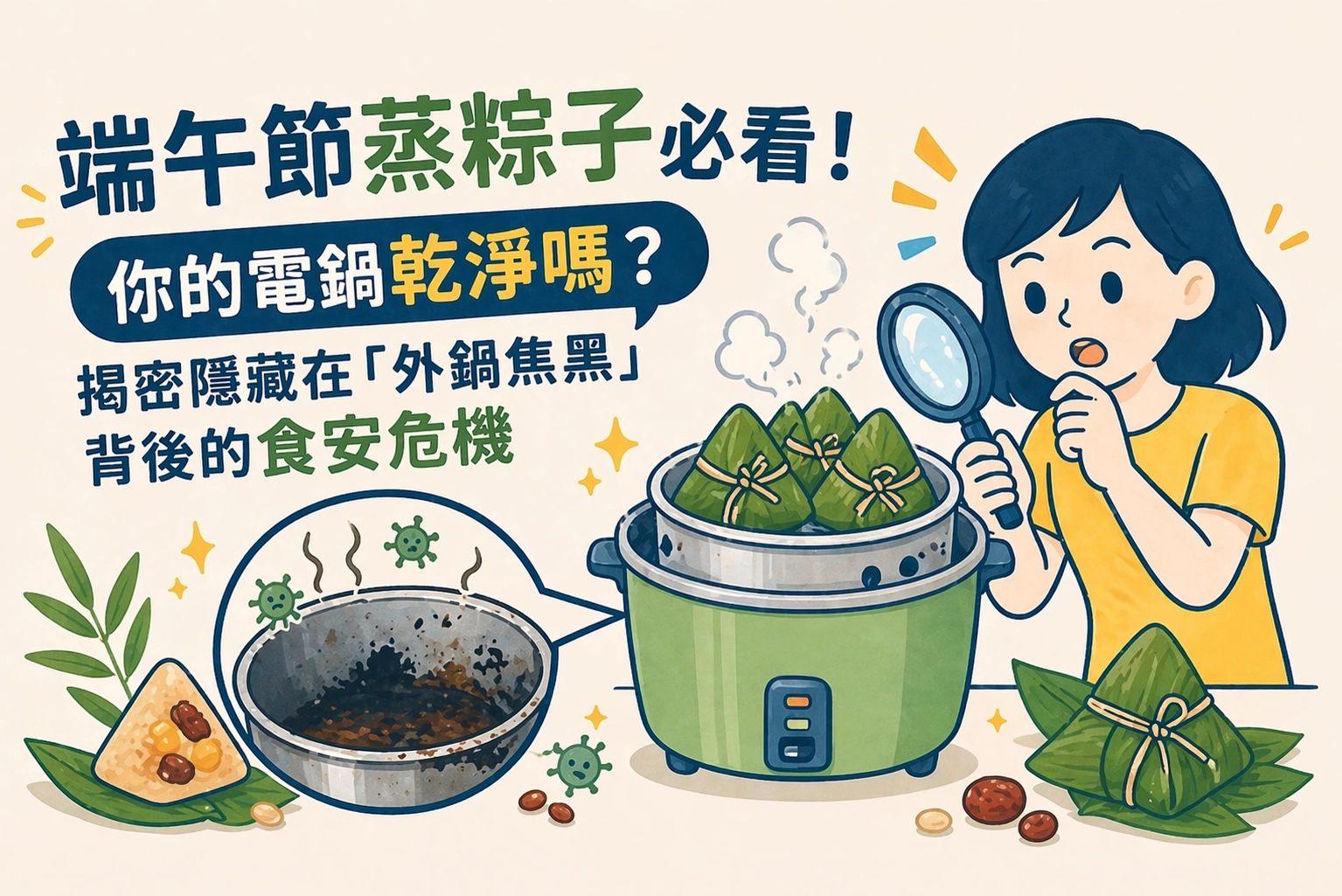 端午節蒸粽子必看！你的電鍋乾淨嗎？揭密隱藏在「外鍋焦黑」背後的食安危機