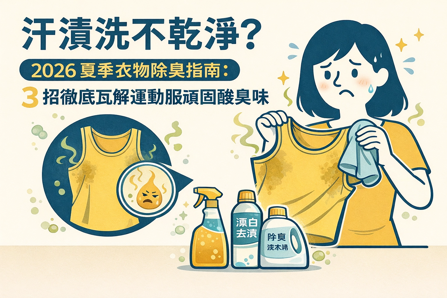 汗漬洗不乾淨？2026 夏季衣物除臭指南：3 招徹底瓦解運動服的頑固酸臭味