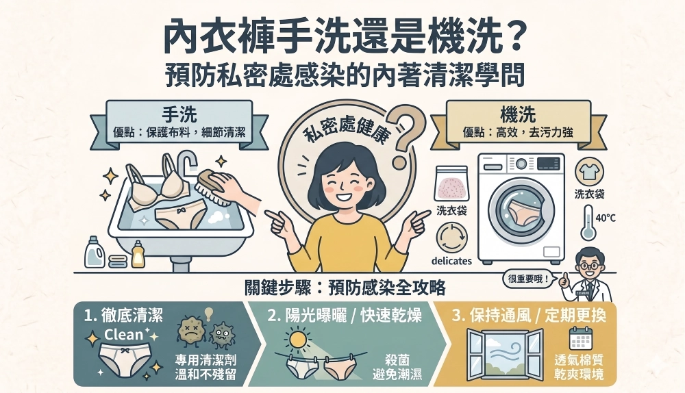 內衣褲手洗還是機洗？預防私密處感染的內著清潔學問